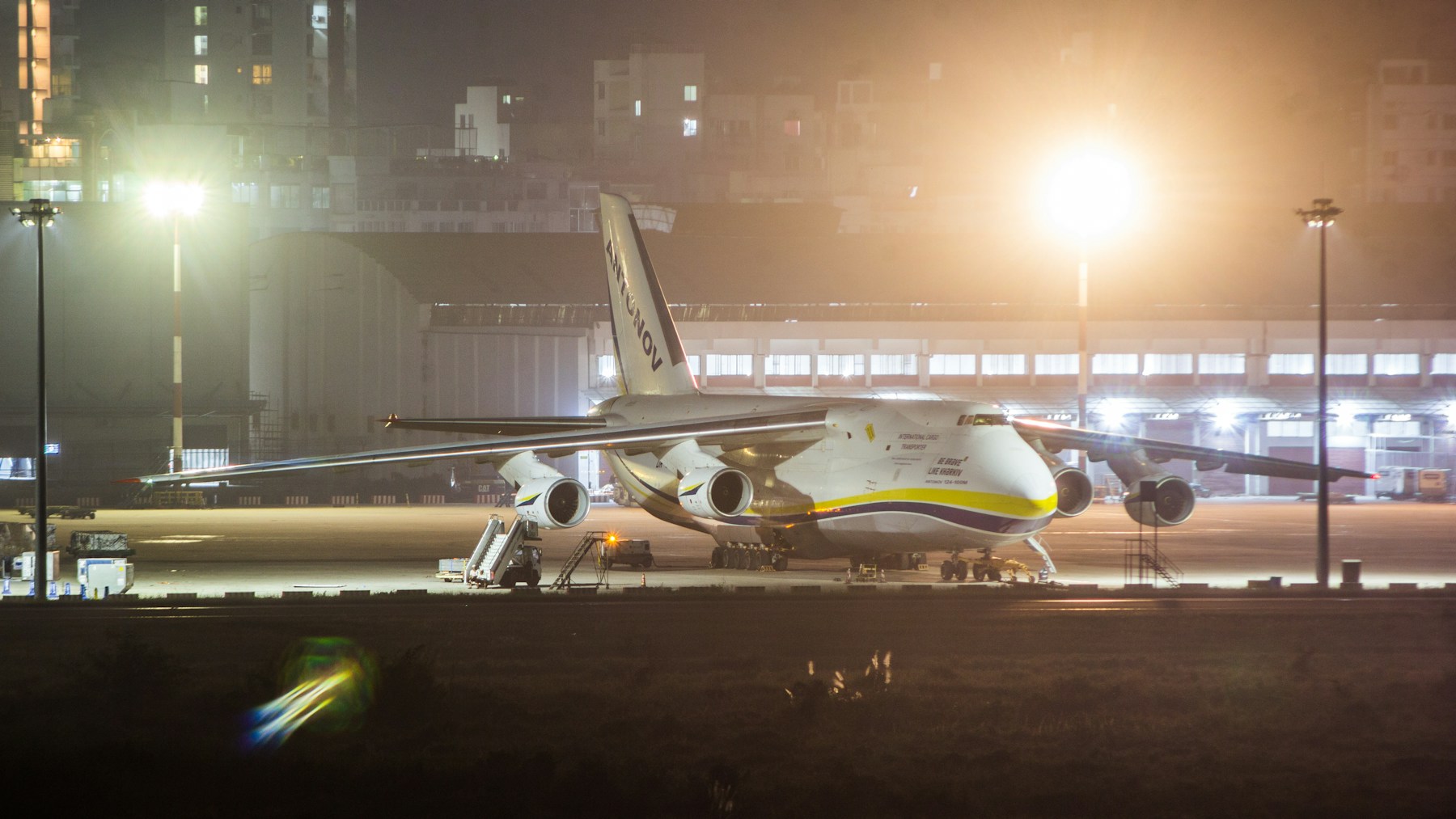 Cargo aircraft at night